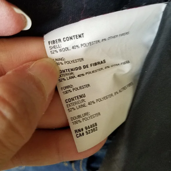 NAUTICA Black Hooded Wool Double Breasted Peacoat - Picture 13 of 13